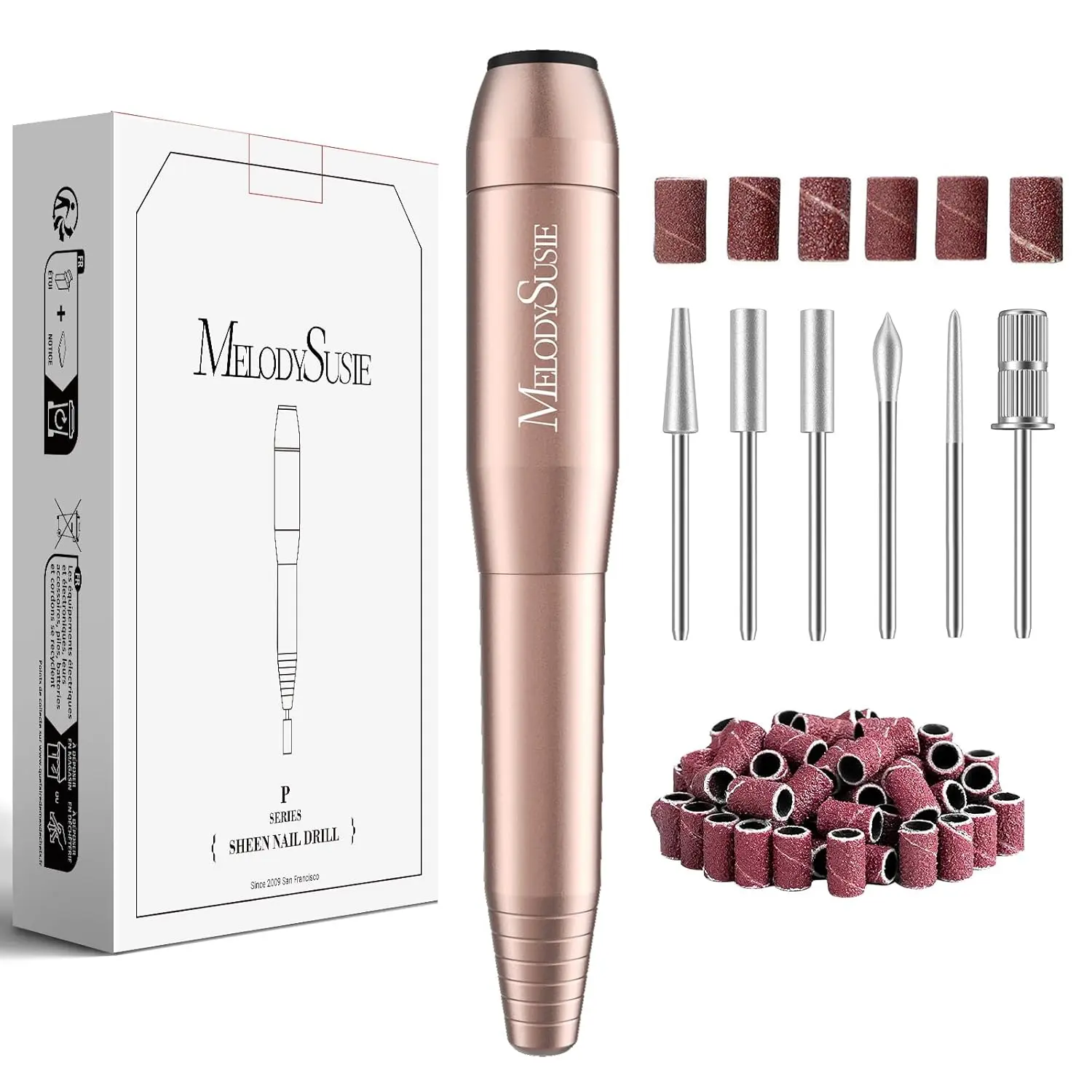MelodySusie USB Nail Drill PC120I for Gentle Nail Prep | 20000RPM, Adjustable Speed, Forward/Reverse, Inline Control, Cuticle Smoothing, Gel Polish Removal, Beginners