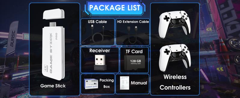 40000+ Classic Games 2026 All-New M15 Retro Gaming Stick Pro 128GB 4K Game Console 23 Emulators Dual 2.4G Wireless Controllers Plug and Play Portable for TV Monitor Projector