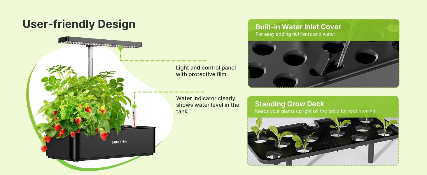 【Deal For You Days】SUNCOZE Hydroponics Growing System Kit 12 Pods, 24W LED Grow Light Indoor Garden, 4L Water Tank with Quiet Pump, Adjustable Height Herb Garden Planter Indoor Kit, Gardening Gifts