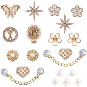 20 Pcs Shoe Charms Chains for Women - Flower Pearl Rhinestone Bling Clog DIY Shoe Decoration Accessories, Cute Party & Birthday Favors