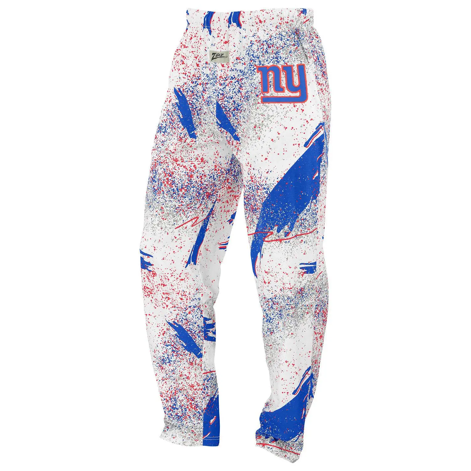 Zubaz NFL Adult Unisex Z88 Embroidered Confetti 3 Color Pants, New York Giants