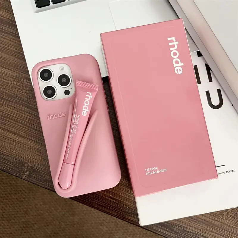 (Super sale 50%) 2026 Most-loved Colour Rhode Hailey Lip Gloss Holder Case, Soft Silicone Cover with Box and Lipstick For iPhone Girls