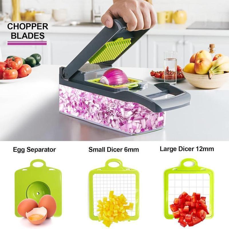 14 in 1 Multifunctional Vegetable Chopper, Durable Vegetable Slicer, Garlic Chopper, Onion Potato Grater, Vegetable Cutting Machine, Kitchen Accessories, Kitchen Gadget