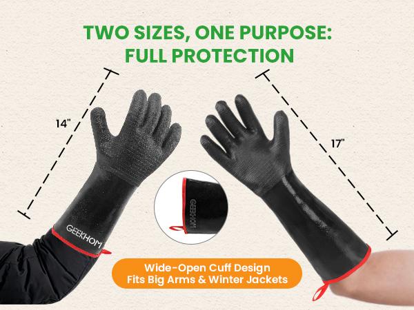 GEEKHOM All in One 932°F Heat Resistant Gloves for Grill BBQ 14" Waterproof Long Sleeve Pit Grill Gloves for Fryer Baking Oven Smoker Fireproof Oil Resistant Neoprene Coating for Yard Work, Great Stocking Stuffers for Men GEEKHOM All in One 932°F Heat Resistant Gloves for Grill BBQ 14" Waterproof Long Sleeve Pit Grill Gloves for Fryer Baking Oven Smoker Fireproof Oil Resistant Neoprene Coating for Yard Work, Great Stocking Stuffers for Men