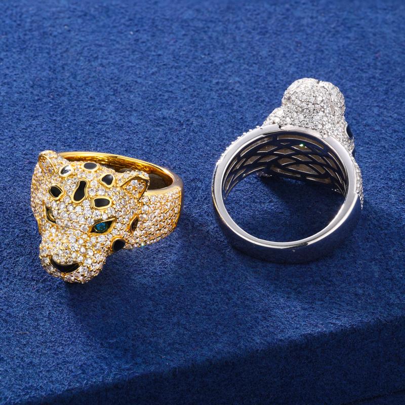 【#R519 】Leopard Ring UCCIYO Lab-Created Moissanite S925 Sterling Silver Moissanite Ring for Women Men Hip Hop Jewelry Gift