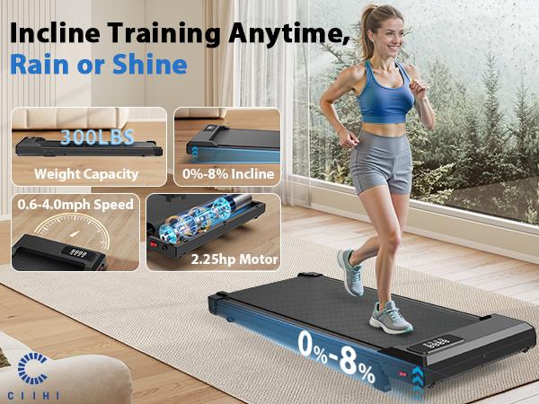 Walking Pad Treadmill with Incline - 8% Incline Walking Pad with Handle Bar - Foldable Under Desk Treadmill for Home with 300 Lbs Capacity - Jogging Machine with Quiet Brushless, App & Remote Walking Pad Treadmill with Incline - 8% Incline Walking Pad with Handle Bar - Foldable Under Desk Treadmill for Home with 300 Lbs Capacity - Jogging Machine with Quiet Brushless, App & Remote
