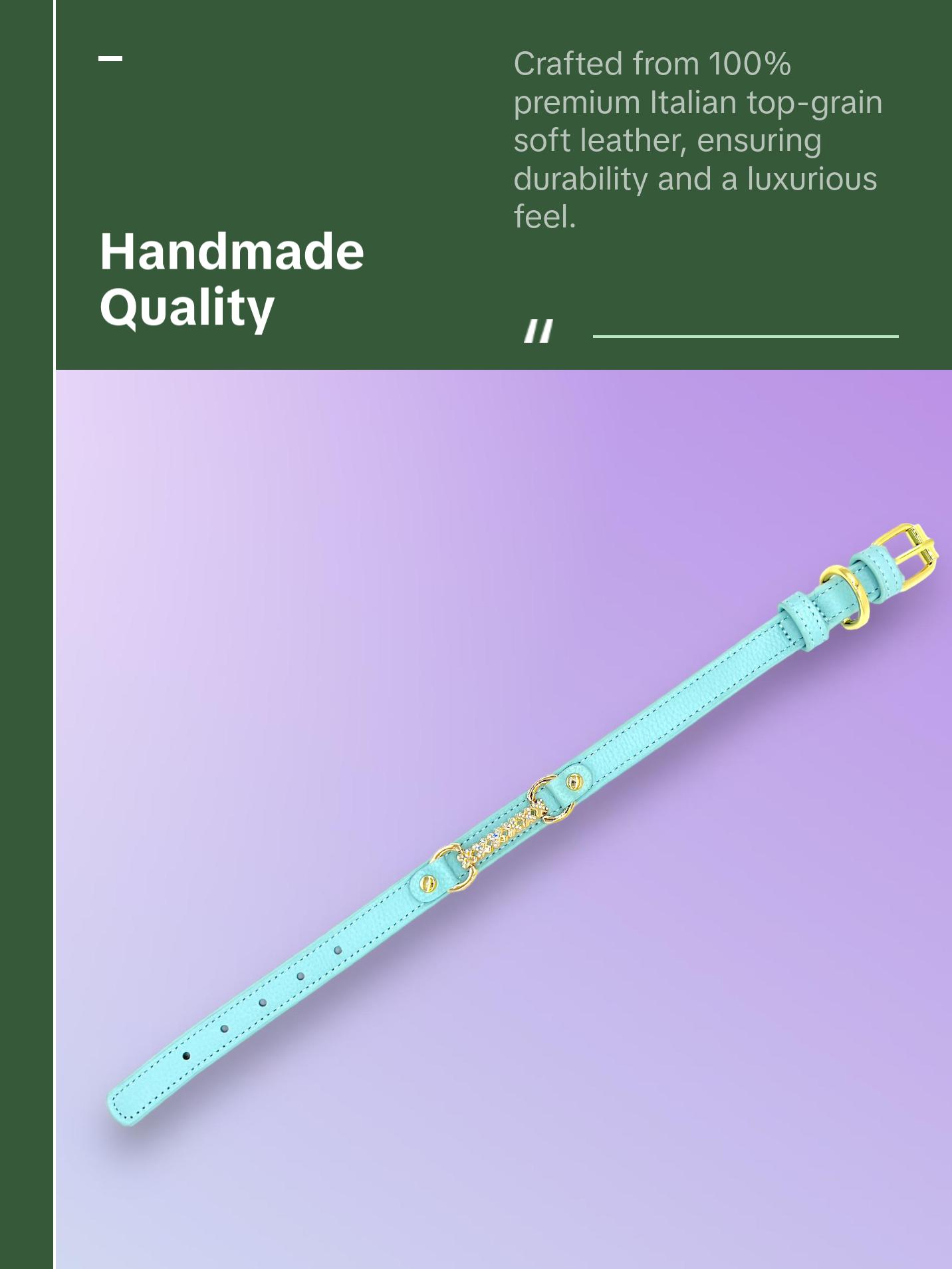 MAXIMA Handmade Leather Dog Collar (Orange and Turquoise)