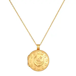 Mother Moon Gold Locket Necklace with Elegant Design and Comfortable Fit