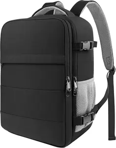 Travel Backpack - Flight Approved Travel Bag for Men and Women, Carry on Luggage for 15.6" Laptop and Travel Essentials for Work, Business, Weekender, College 11.8"x7.9"x17.3" (Black)
