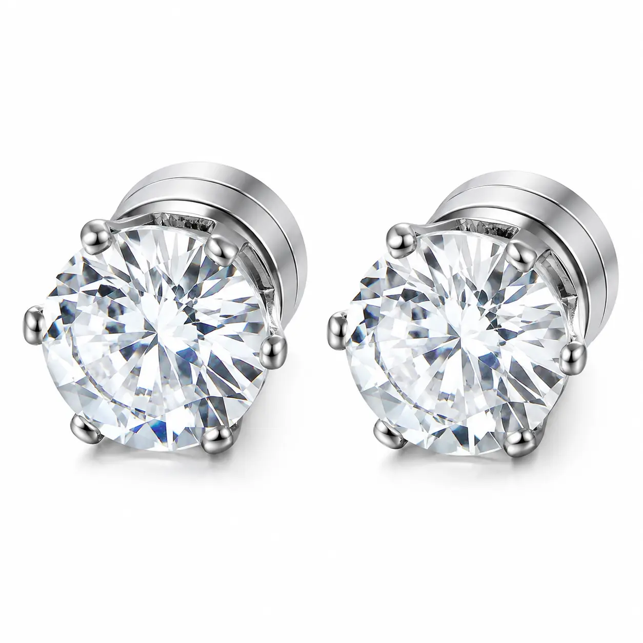 Unisex Magnetic CZ Stud Earrings, Non Piercing Clip On Earrings for Men Women, Stainless Steel Cubic Zirconia Magnetic Earrings Set, Minimalist Fashion Jewelry Gift