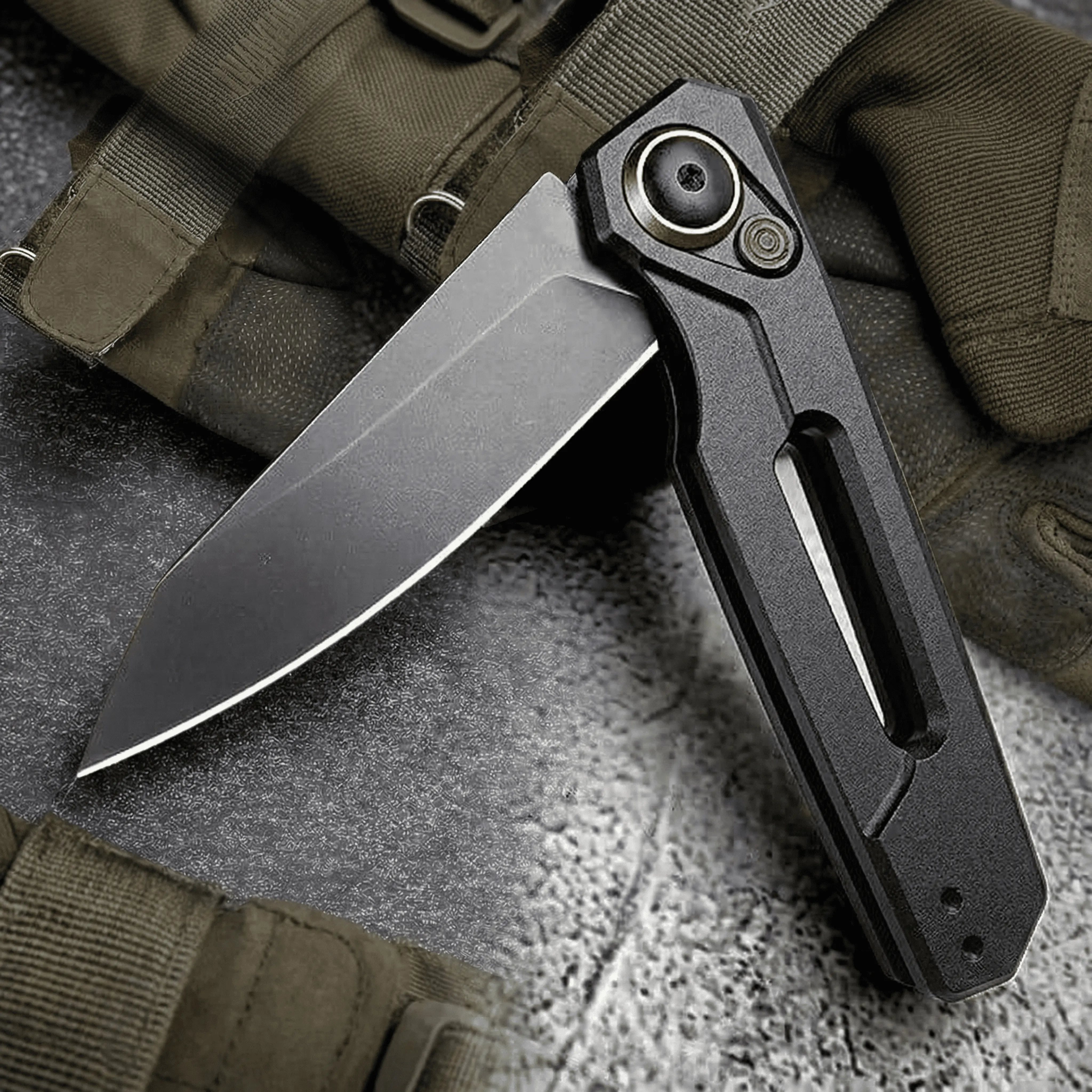 EDC Folding Pocket Utility Tool with Button Lock, Reverse Tanto Edge, Lightweight Aluminum Handle, One-Hand Operation, Compact Outdoor Tool for Camping Hiking Daily Use