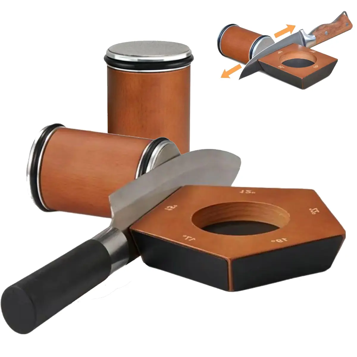 Premium Manual Universal Knife Sharpener Kit - Stainless Steel Tool with Dual-Angle Grinding Discs, Magnetic Base, Gift-Boxed for Effortless Knives Sharpening, Ideal for Family Gathering, Festivals, Birthday Celebration (Kitchenware Tools and Gadgets)