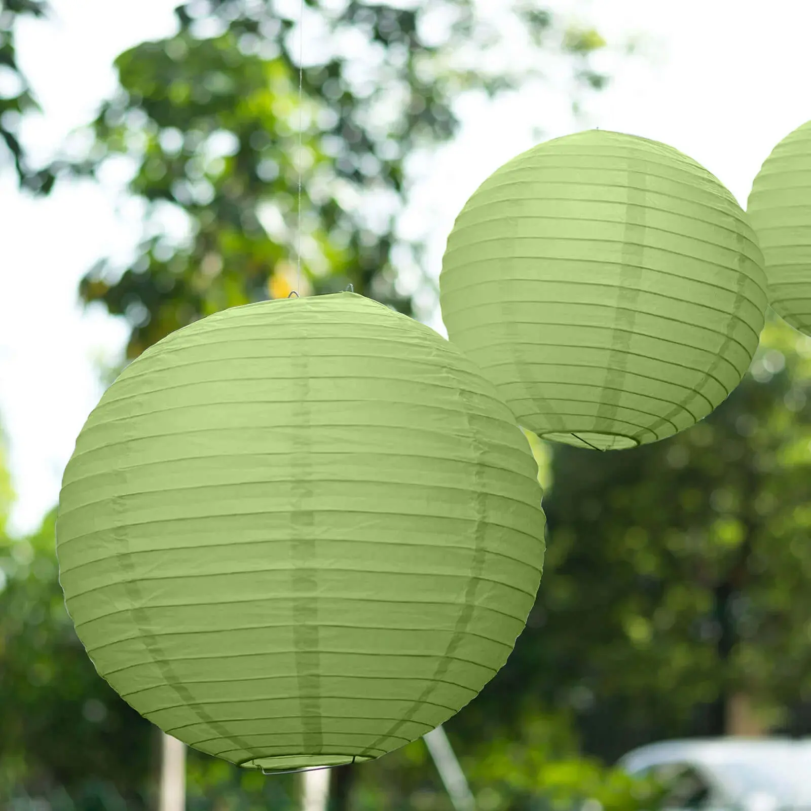 8-Piece Sage Green Hanging Paper Lanterns Set - Assorted Sizes (6in, 8in, 10in, 14in) Round Chinese Decorative Lanterns for Party Supplies