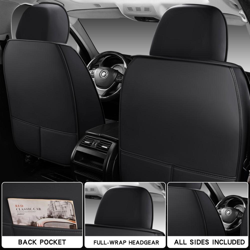 For Chevrolet Silverado GMC Sierra 1500/2500 HD/3500 HD Pickup Truck 2007-2025 Car Seat Covers, Soft Touch Premium Napa PU Leather Full Set Front Rear Seat Cushion Full Surround Design with Storage Bag, Breathable Non-Slip Waterproof Protector Pad Mat