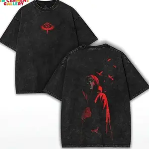 Elevate Your Style with the Itachi Anime Graphic Tee – Premium Black Washed Tee Featuring Iconic Uchiha Sharingan Eyes, Perfect for Devoted Anime Fans and Streetwear Enthusiasts,  Oversize Shirt, Cotton Tee Y38