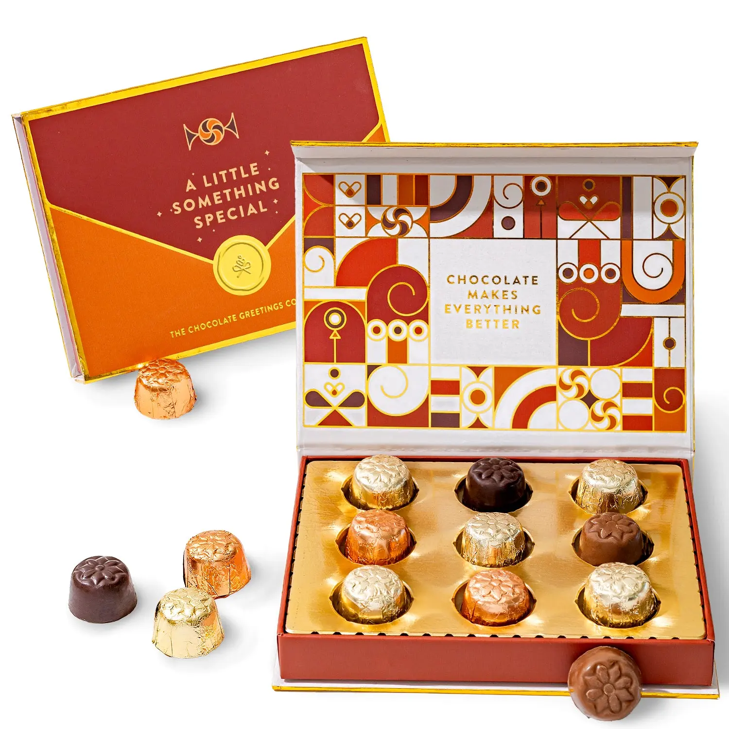 Assorted Chocolates Candy Gift Box with Premium Edible Greeting Card - Novelty Edible Treat, Specialty Packaged Snacks for 2-3 Gifting Occasions