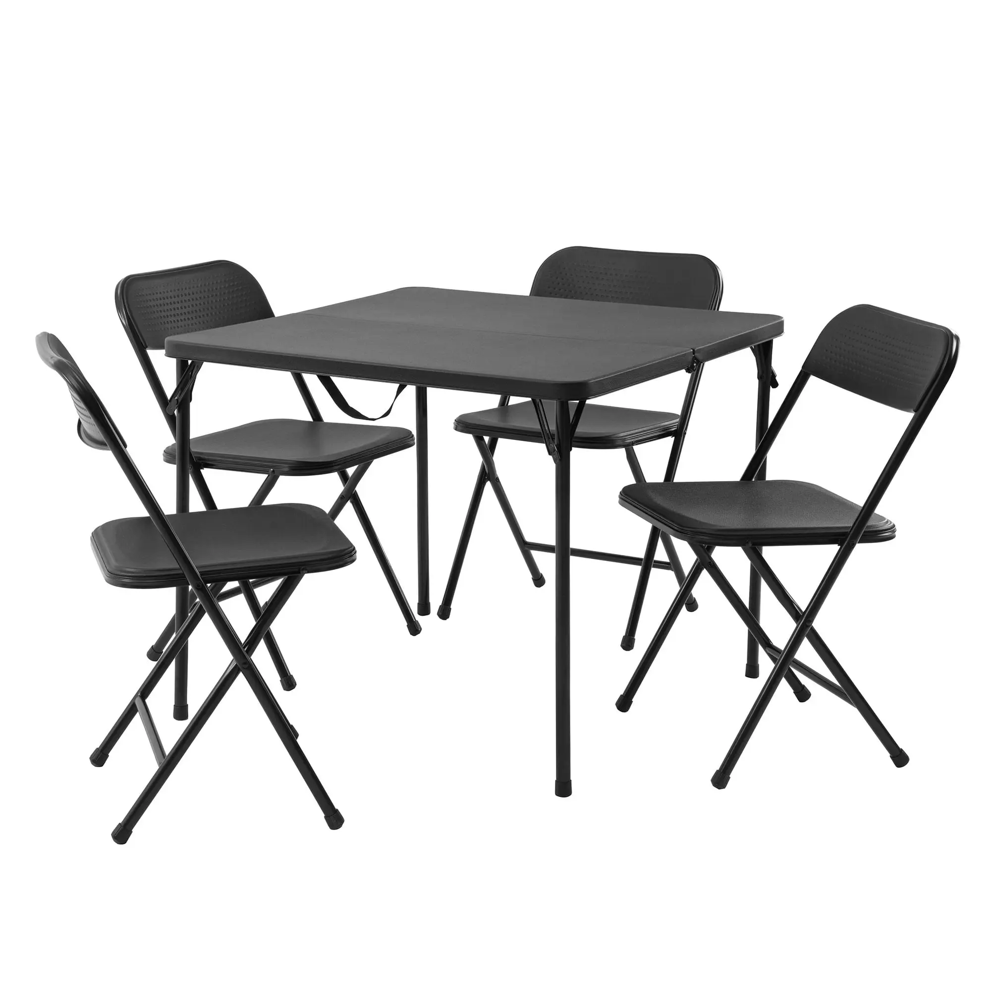 Mainstays 5-Piece 34 in Square Centerfold Folding Card Table and 4 Folding Chairs Set