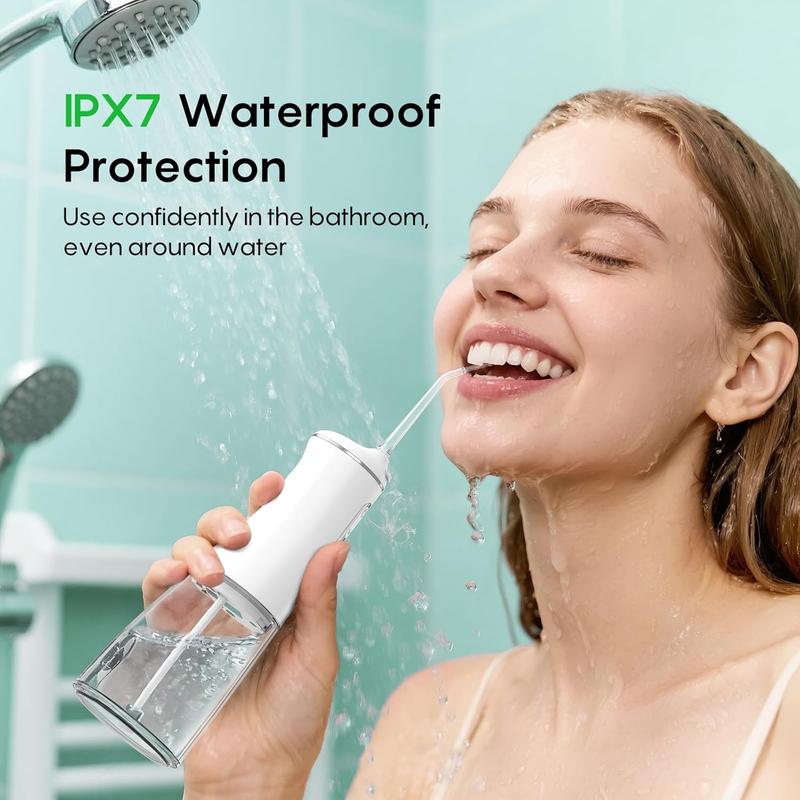 Water Dental Flosser 50-Day Battery, IPX7 Waterproof, 5 Tips, 300ML Oral Irrigator for Braces & Sensitive Gums | Deep Plaque Removal, 4 Modes