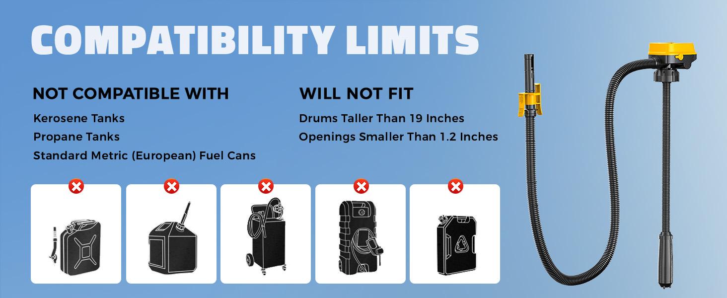 Automobile Fuel Transfer Pump Compatible with DeWalt 20V & Milwaukee 18V Batteries, 【Battery NOT Included】, 3.2 GPM Portable Electric Gas Can Pump with 51'' Hose & 3 Adapters for Diesel Gasoline Oil Water