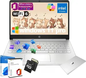 HP 14" Laptop Student Business Computer - 2025 New Version, Intel N150 Processor, Windows 11 Pro,  Copilot Al,  up to 32GB RAM 384GB Storage (128GB UFS+256GB MSD),Multiple colors,w/Accessories