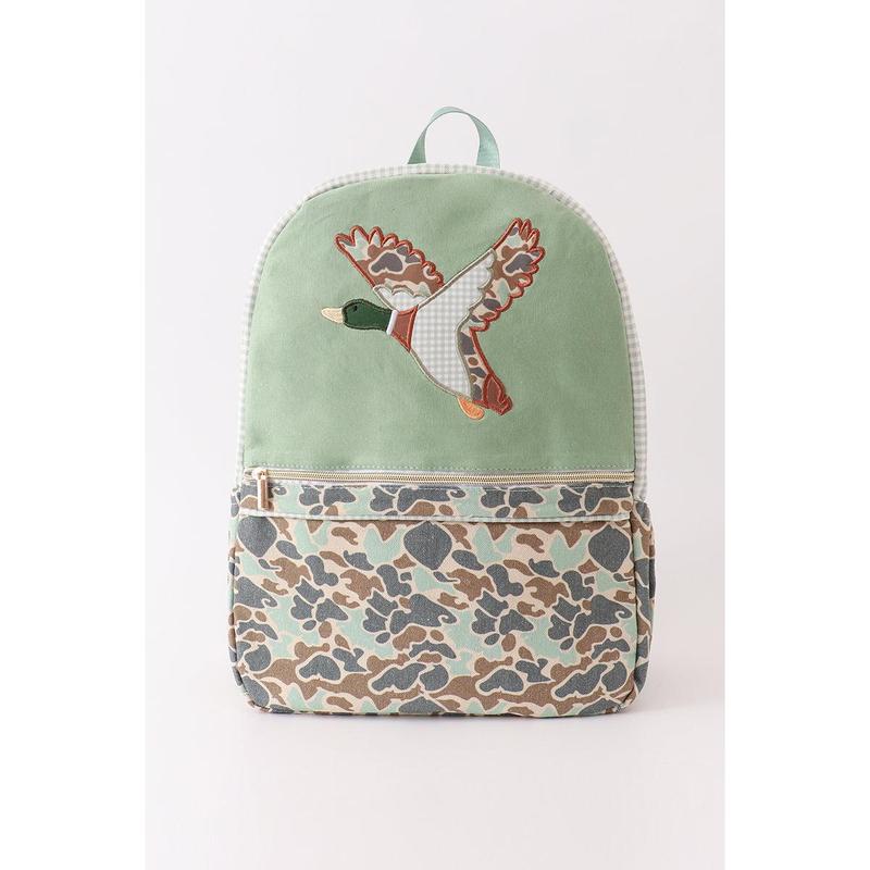 Camouflage duck applique backpack