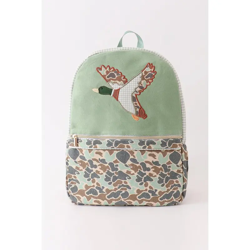 Camouflage duck applique backpack