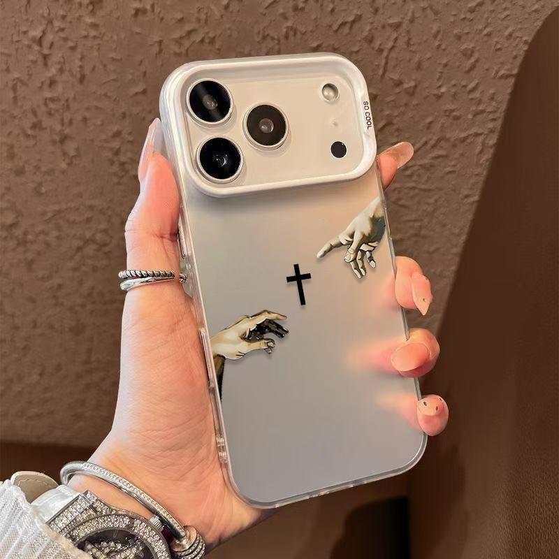 Jesus Cross Pattern Phone Case Fashion TPU Laser Craft Anti-Drop Cover for iPhone 17 16 15 14 13 12 11 & Samsung Galaxy S25 S24 S23 S22