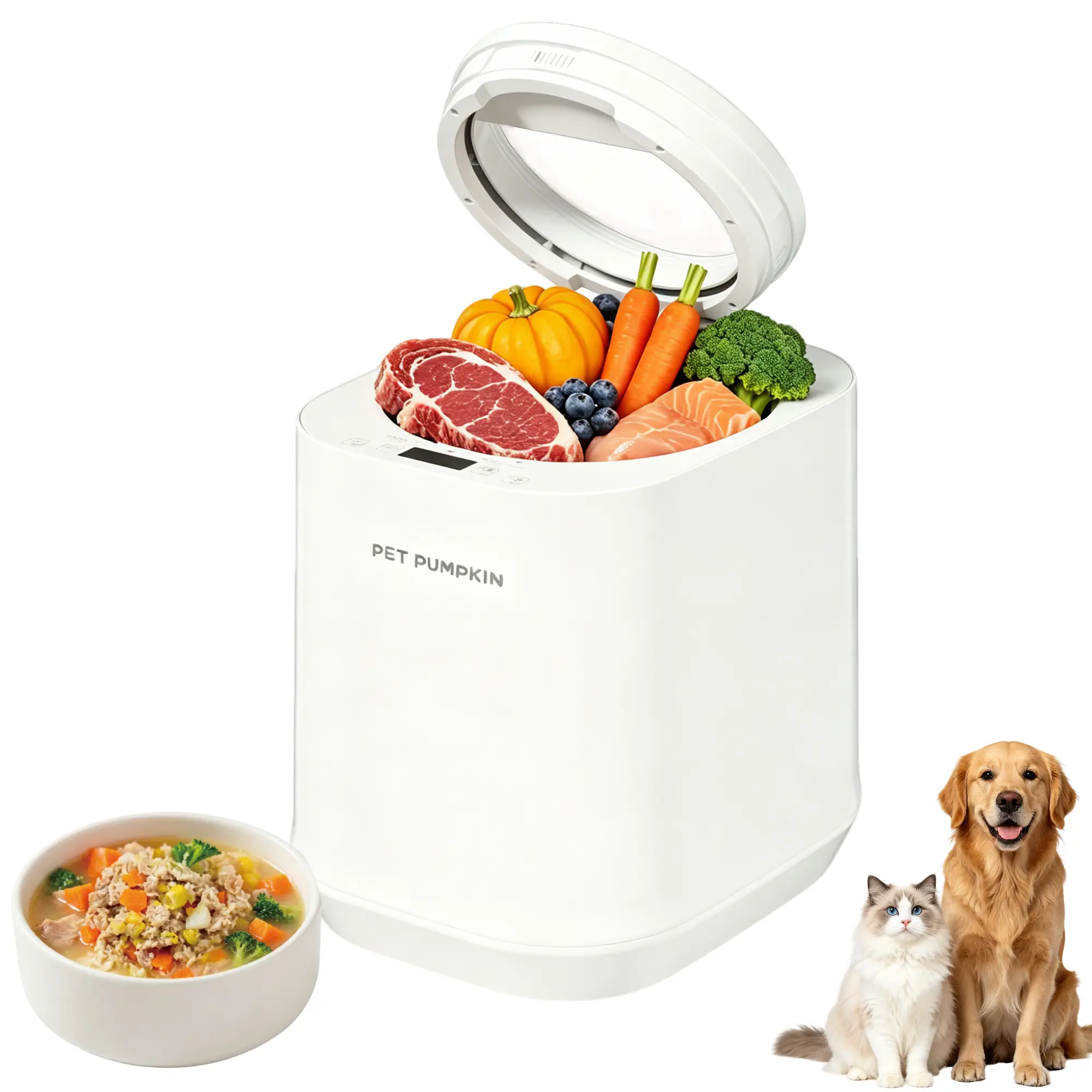 Auto Pet Food Maker for Dogs & Cats, 4L Capatity, 1-Touch Steam & Stir Feeding Supply, Effortless Meal Prep, No Chopping Needed, 5 Cooking Modes for 8 Textures, Self-Cleaning Mode, Dishwasher Safe, Fits 8 lbs of Kibble