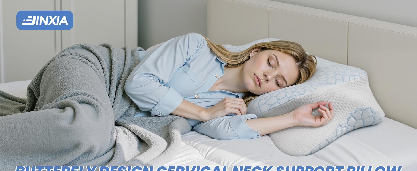 Benazcap Cervical Neck Pillow for Neck and Shoulder Odorless Memory Foam with Soft Silk Cover Ergonomic Orthopedic Support for Side Back & Stomach Sleepers White