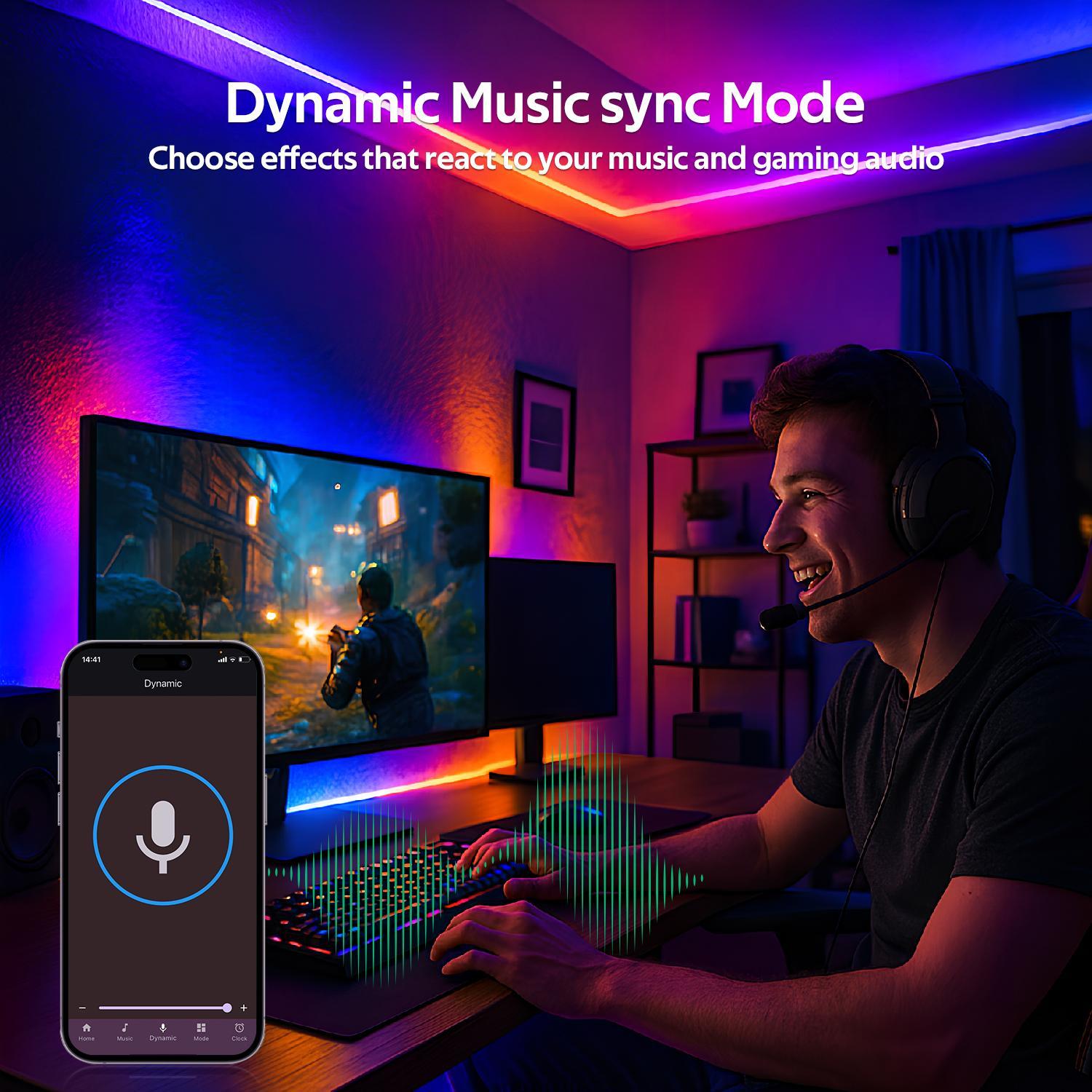 RGB LED Strip Lights 100FT 50FT Color Changing with 44Keys Remote Controller Power Supply for Bedroom Multifunctional Lighting Options Easy Installation