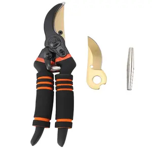 Gardening Pruning Shears Heavy Duty Straight Blade Hand Pruner 8 Inch Rubber Grip for Shrubs Plants