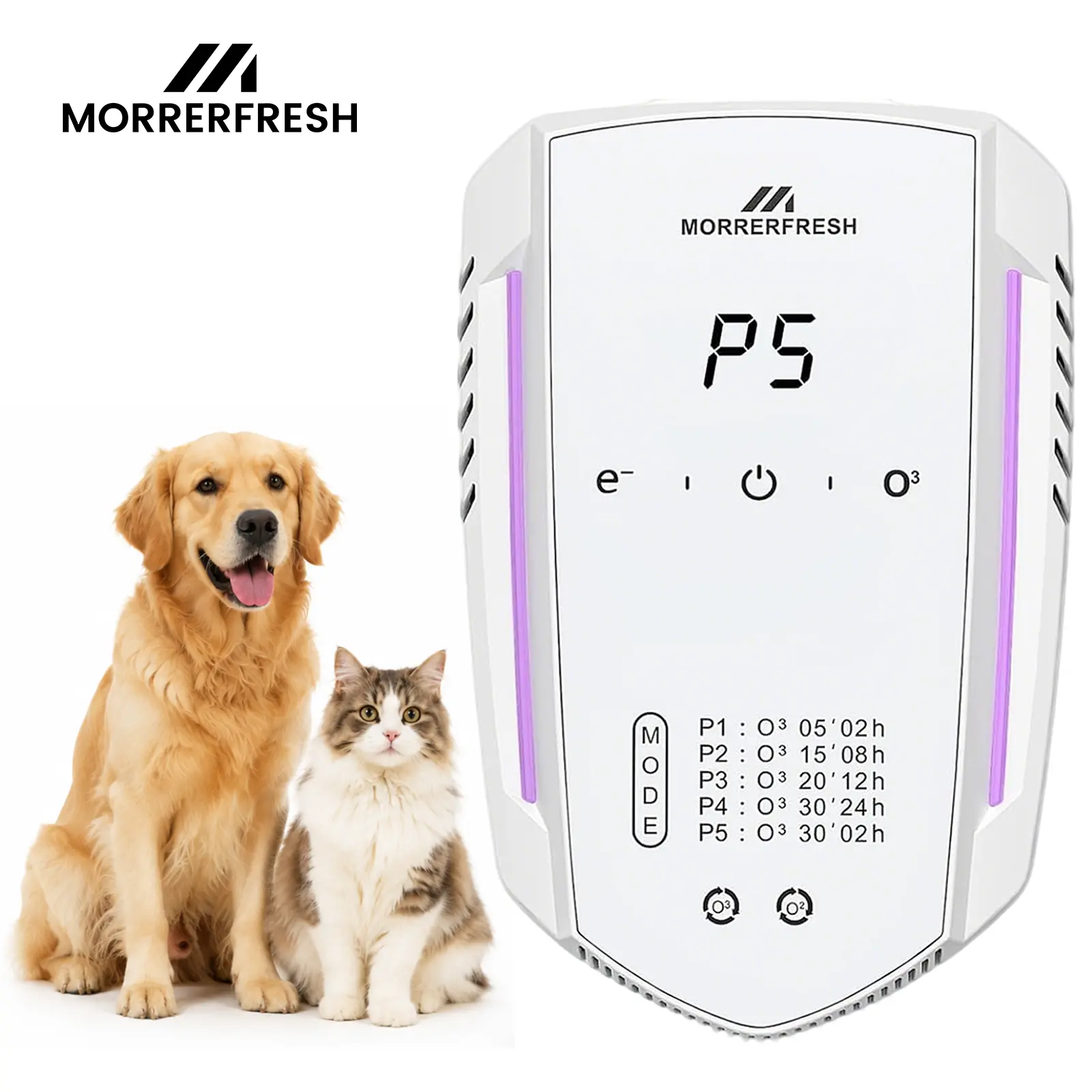 MORRERFRESH Odor Eliminating Machine, Ozone Air Ionizer for Home Pet Use, Targets Cat Litter Box, Dog-Related Smells in Bathroom Spaces