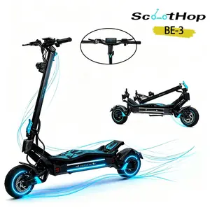ScootHop BE-3 Adult Electric Scooter 50 Miles Range 44 MPH Top Speed 60V 30Ah Battery Dual 4000W Motors 10" Pneumatic Tires Foldable Design Ideal for Commuting Fitness or Gifting TikTokShopNewYear