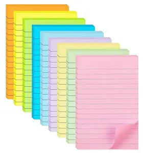 9 Pack Lined Sticky Notes 4X6 in Post, 9 Pastel Colors Large Ruled Post Sticky Colorful Super Sticking Power Memo Pads Strong Adhesive, Sticky Notes with Lines Office, Home, 35 Sheets/pad