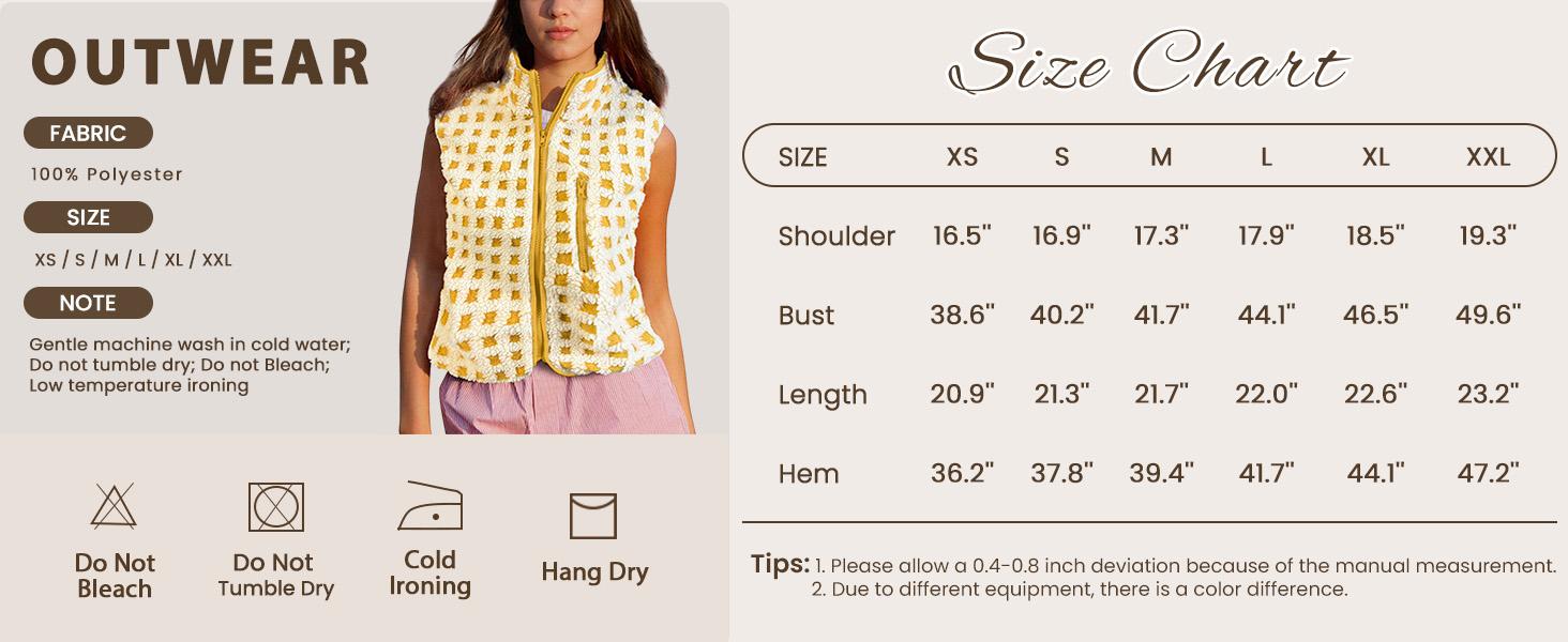 UANEO Women's Checkered Sherpa Vest Fleece Jacket Lightweight Zip Up Sleeveless Crochet Plaid Gilet with Chest Pocket Casual Layering Womenswear Tops
