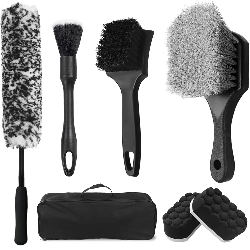 7 Pcs Garden Cleaner Brush Set,Soft-bristled Rim Cleaner Brush,Tire Shine Applicator Pad,Car Detailing Brushes,Tire Brush for Cleaning Wheels,Tires,Valentine's Day Gifts,Tools & Hardware,Summervibes