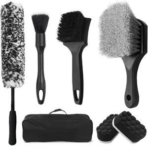 7 Pcs Garden Cleaner Brush Set,Soft-bristled Rim Cleaner Brush,Tire Shine Applicator Pad,Car Detailing Brushes,Tire Brush for Cleaning Wheels,Tires,Valentine's Day Gifts,Tools & Hardware