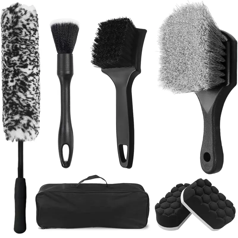 7 Pcs Garden Cleaner Brush Set,Soft-bristled Rim Cleaner Brush,Tire Shine Applicator Pad,Car Detailing Brushes,Tire Brush for Cleaning Wheels,Tires,Valentine's Day Gifts,Tools & Hardware,Summervibes