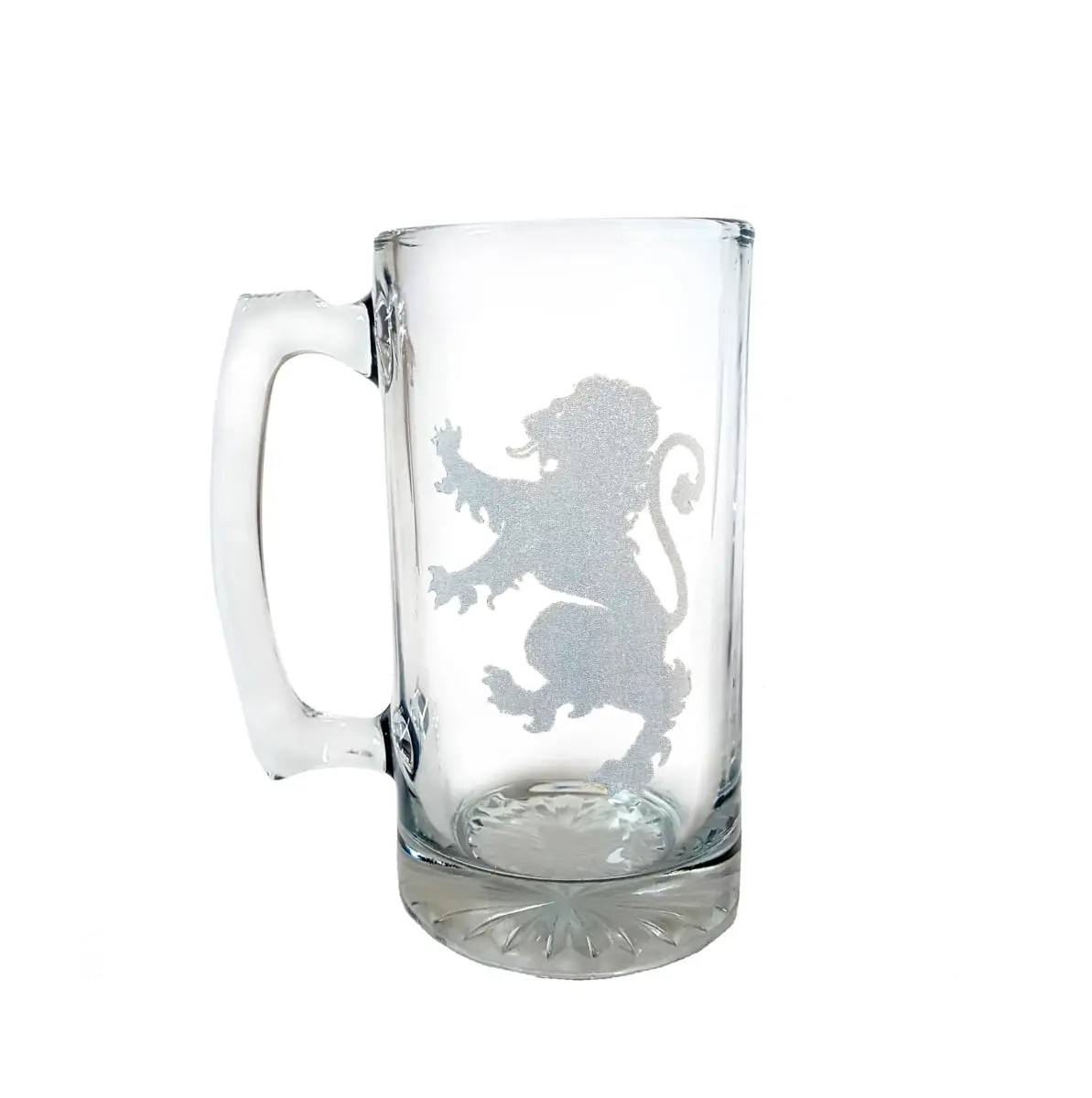Lyoncraft SSLR01 16oz Thick Classic Laser Engraved Lion Rampant Stein Shape Beer Stein, Non-Leaded Dishwasher-Friendly Freezer-Safe Kitchen Drinkware Glass