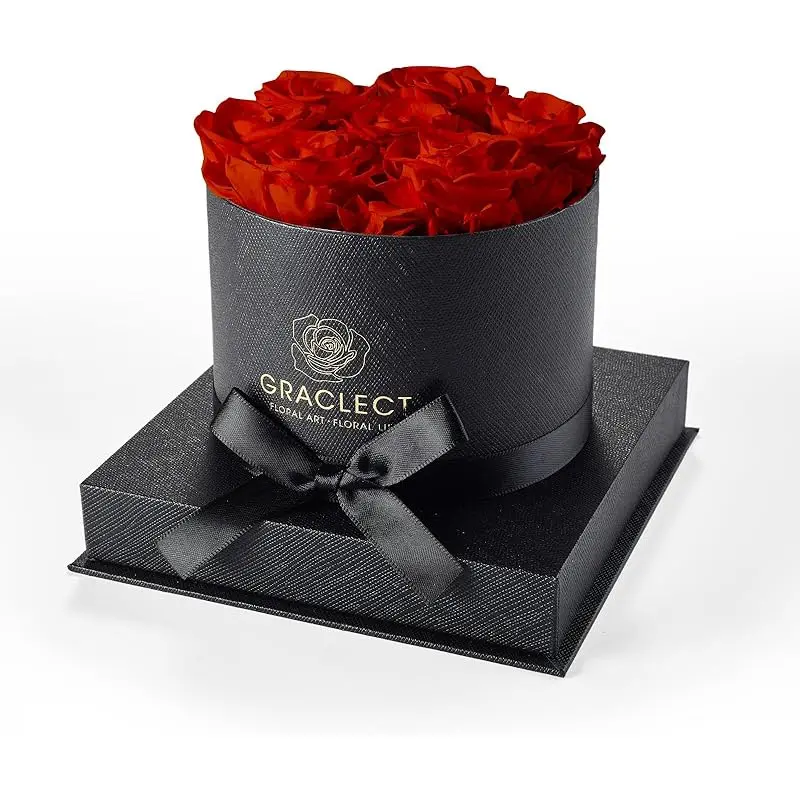 Red roses in black box