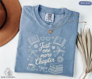 Comfort Colors® Just One More Chapter Shirt, Book Lover Shirt, Books and Coffee Shirt, Floral Bookish Shirt, Book Club Shirt, Reader Shirt