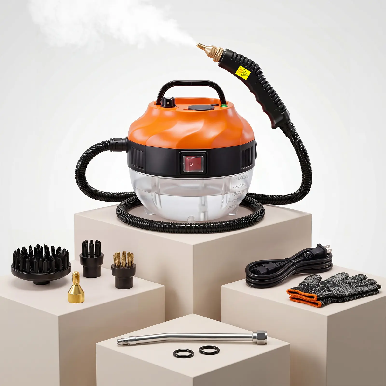 Steam Reactor Cleaner, handheld steam cleaner, 1L Water Tank, 10-Second Rapid Heat-Up, Over 30 Minutes of Continuous Use, 6 Adjustable Settings, Ideal for Deep Cleaning of Kitchen Grease, Tile Grout, Car Interiors, and Bathroom Limescale