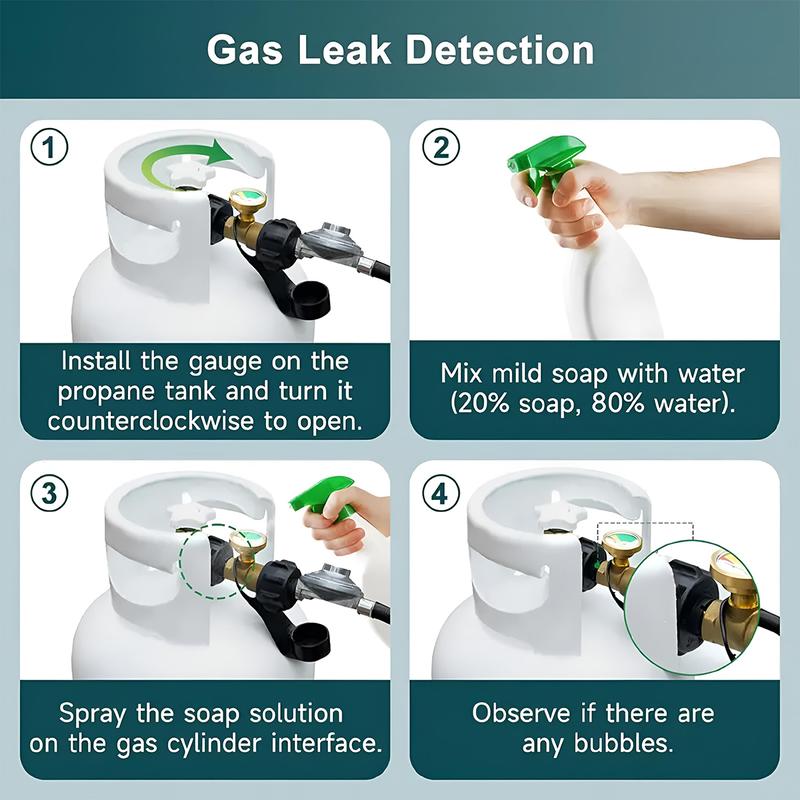 VAYWET Propane Gas Adapter Connector Universal Level Indicator 5-40lb Tanks, High Pressure Camping Grill Pressure Gauge, Propane Gas Tank Adapter On-off Control Valve Outdoor Kitchenware RV Camper Cylinder BBQ Gas Grill Heater QCC1/Type 1 Connection