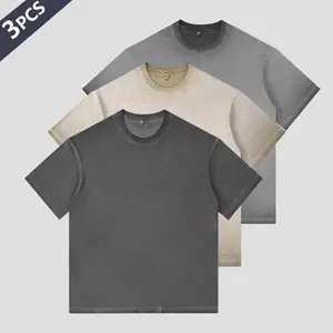 Men’s minimalist short-sleeve T-shirt pack of 3, made from comfortable fabric; a classic, fashionable style for casual wear, suitable for gym workouts, outdoor cycling, running, fishing, basketball training, and home leisure.