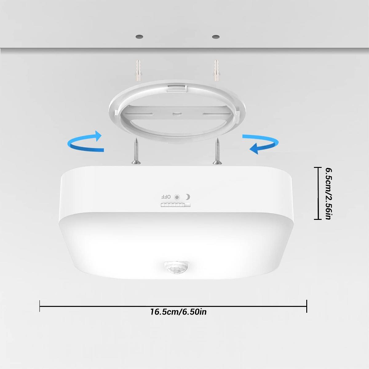 Rechargeable Motion Sensor Closet Light, Rechargeable Battery Operated Ceiling Light Wireless, 500LM Wireless Motion Activated Light for Shower Stairs Hallway Pantry Porch Garage