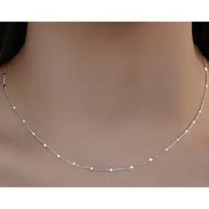 Silver 38+5cm flattened chain necklace
