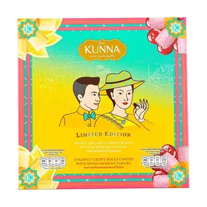 KUNNA Thai Honey Coconut Rolls - Limited Edition Lemon White Chocolate & Mixed Berry Yogurt Flavors (135g) - Popular Thai Snack