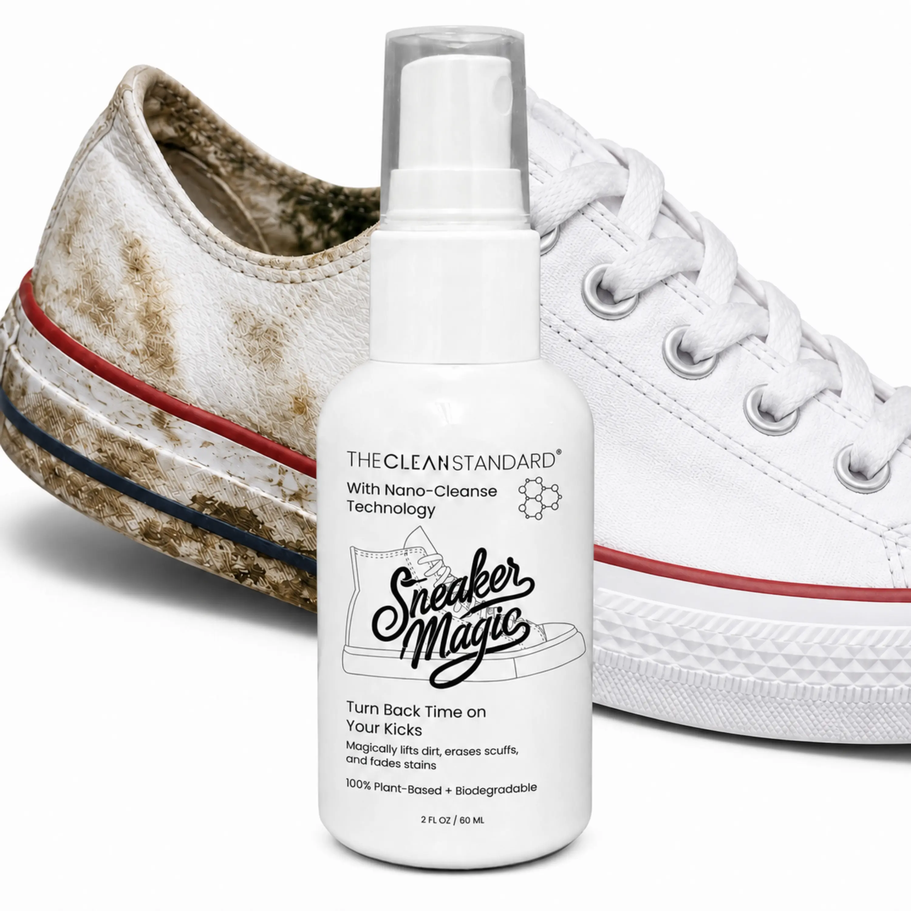 Sneaker Magic Nano Cleanse Plant-Based Stain Remover with Leather Care – Deep Clean Formula for Nubuck, Suede, Canvas, Mesh, Rubber, White Footwear | USA-Made, Safe for All Everyday Shoes