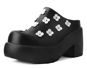 Black Burnished White Flower Anarchic Bubble Clog