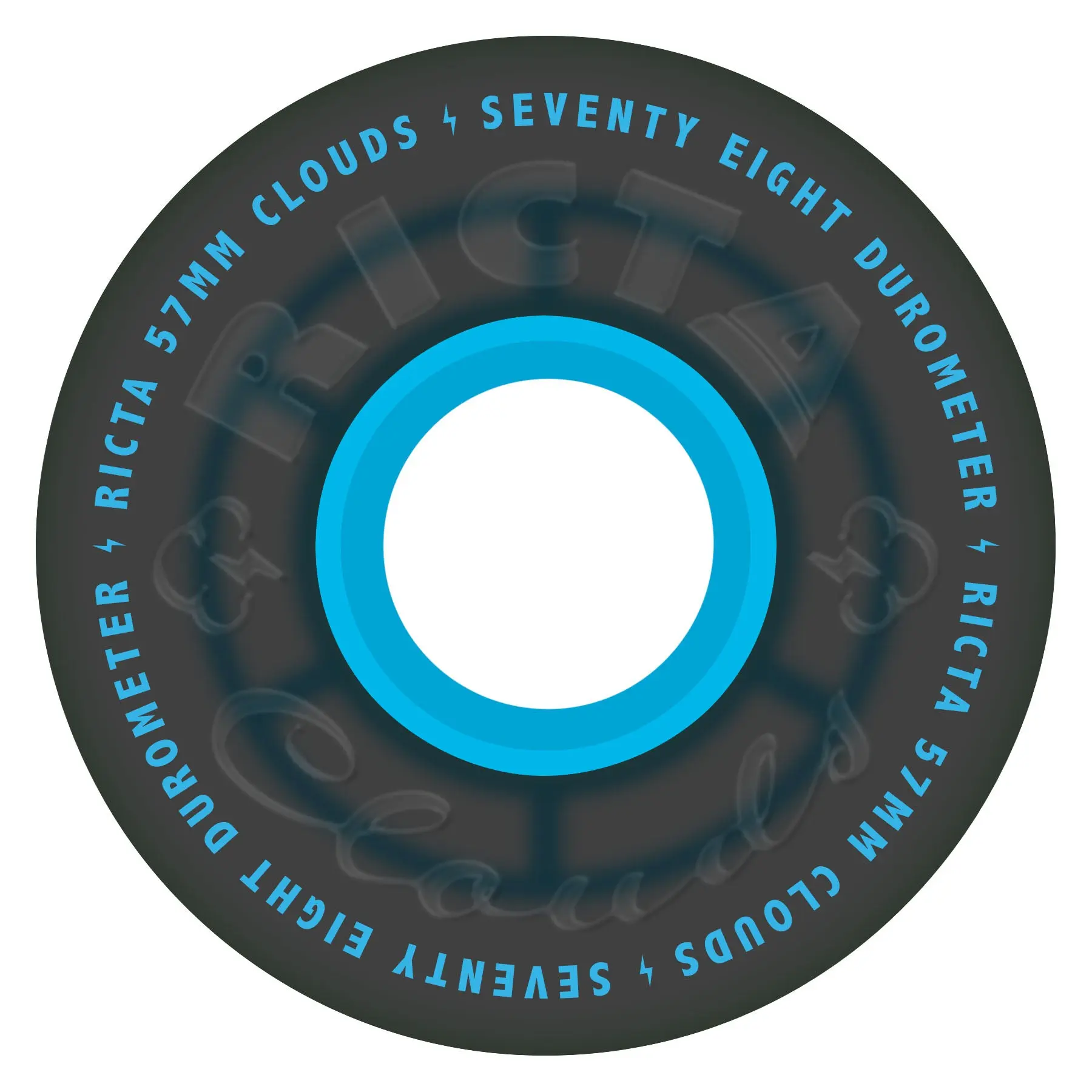 57mm Clouds Transparent Black/Blue 78a Ricta Skateboard Wheels